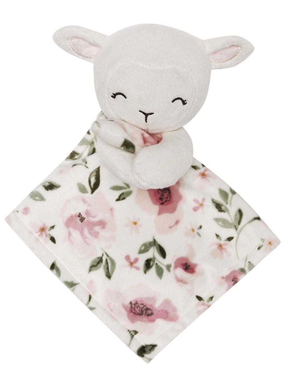 Modern Momenta Security Blanket Lamb Floral Plush Lovey 12”